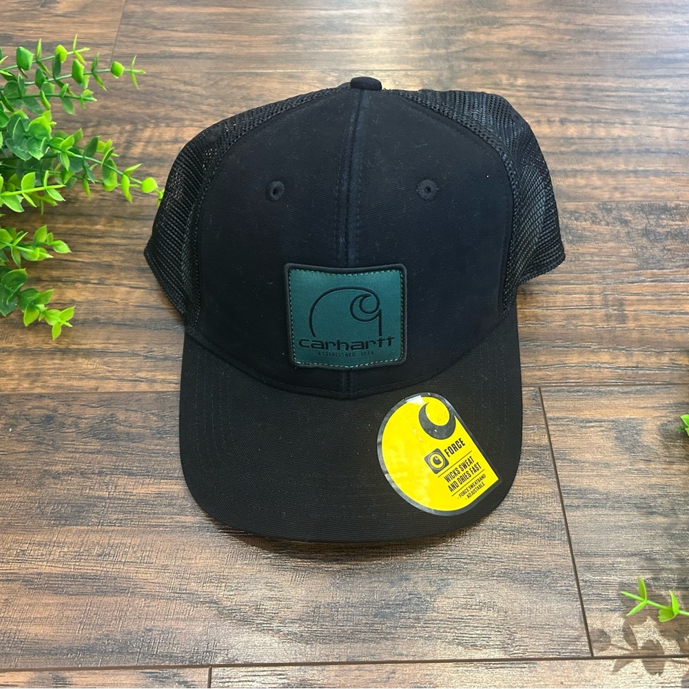 NWT CARHARTT Unisex Trucker Hat Baseball Cap Black with Logo Patch Mens Womens